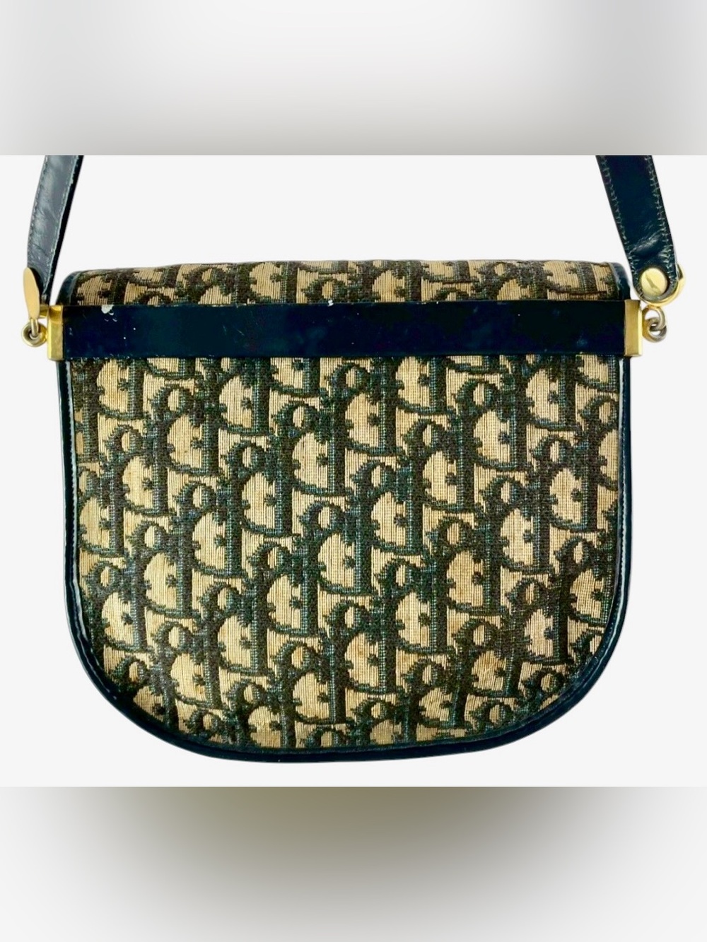 Christian Dior Trotter Monogram Canvas Flap Shoulder Crossbody Vintage Purse Bag - Picture 9 of 12